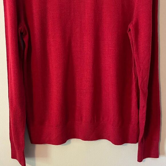 New! Banana Republic Factory 100% Merino Wool Quarter-Zip Sweater in Cognac Red - Picture 4 of 16